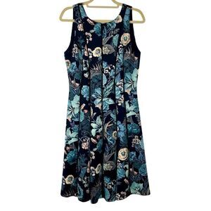 White House Black Market Floral Midi Dress - Blue and Green